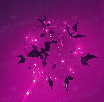 Transparent Party Balloons with Bat Stickers Ambient Lighting Halloween Party Decorations | Sansoti