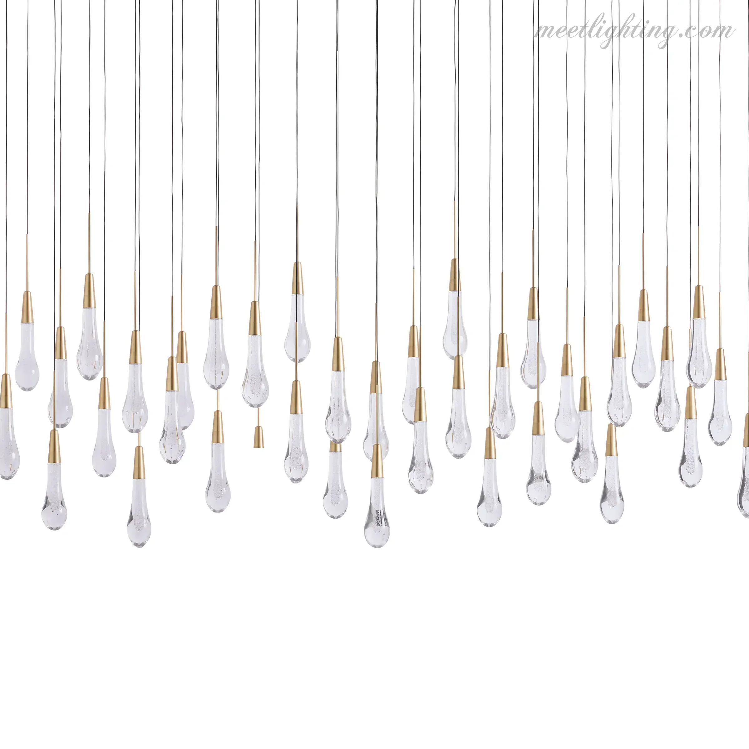 Lustre linéaire avec lampes LED réglables adapté à la salle à manger et à la cuisine en verre fabriqué à la main au design moderne | Sansoti