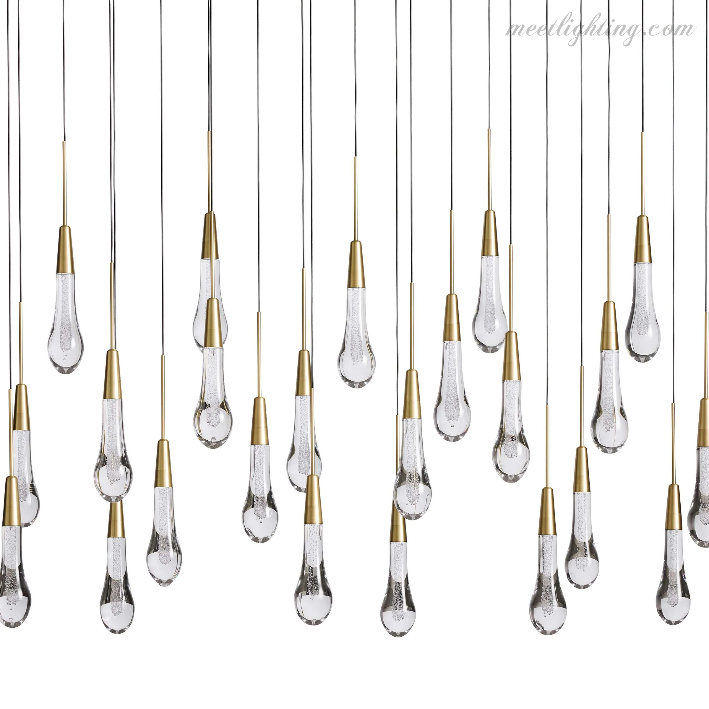 Lustre linéaire avec lampes LED réglables adapté à la salle à manger et à la cuisine en verre fabriqué à la main au design moderne | Sansoti