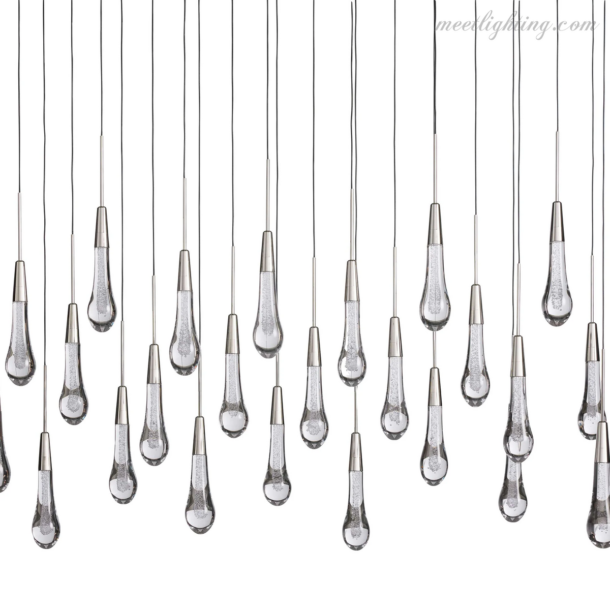 Lustre linéaire avec lampes LED réglables adapté à la salle à manger et à la cuisine en verre fabriqué à la main au design moderne | Sansoti