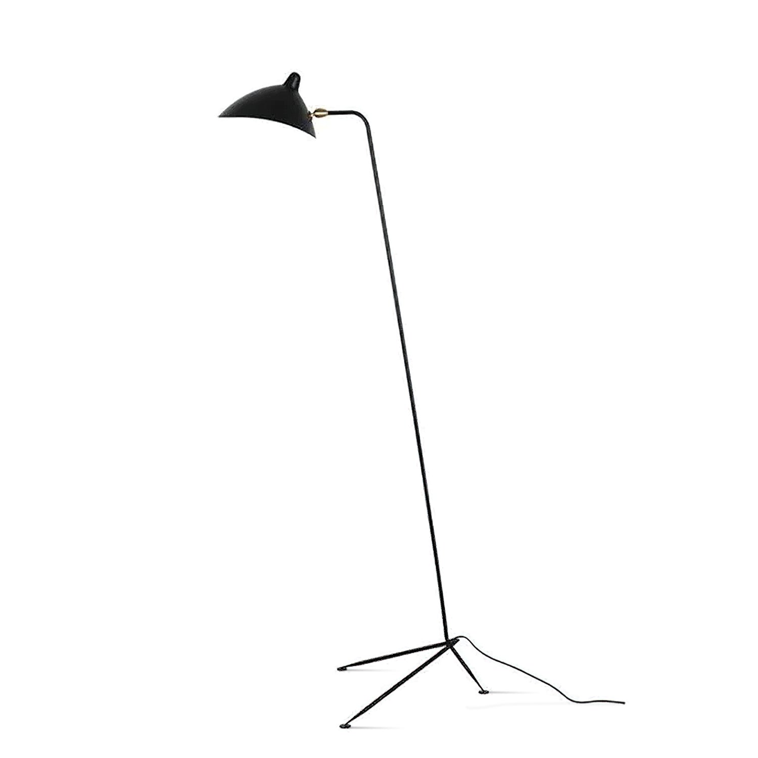 Industriële Vloerlamp Zwart Mat met Messing Accenten — Verstelbare Spot op Tripod Basis — E26/E27 fitting tot 40W — Scandinavisch Design voor Woonkamer & Leeshoek | Sansoti