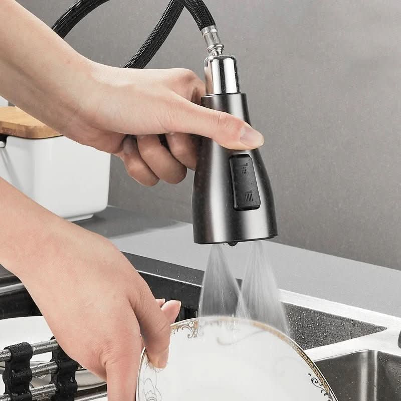 Ausziehbare Küchenarmatur mit flexiblem Duschkopf, 360°-Drehung und Edelstahl-Mischbatterie für Spüle und Waschbecken | Sansoti