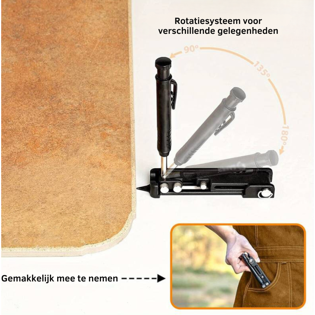 Modulaire Markeertool voor Precisie | Gereedschap voor Timmerman Doe-het-zelver Bouw en Klussen | Aluminium Meetinstrument Meetliniaal | Sansoti