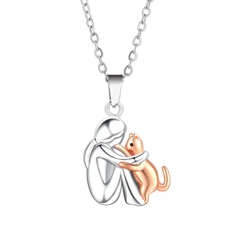 Knuffelige Omarming Ketting Symboliek Hond Kat Vrouw Man Goud Zwart Rosé | Sansoti