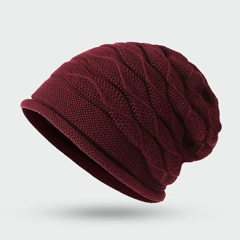 Bonnet slouchy tricoté unisexe, bonnet d’hiver extensible en acrylique, bonnet pour femmes et hommes, couvre-chef décontracté pour l’extérieur | Sansoti