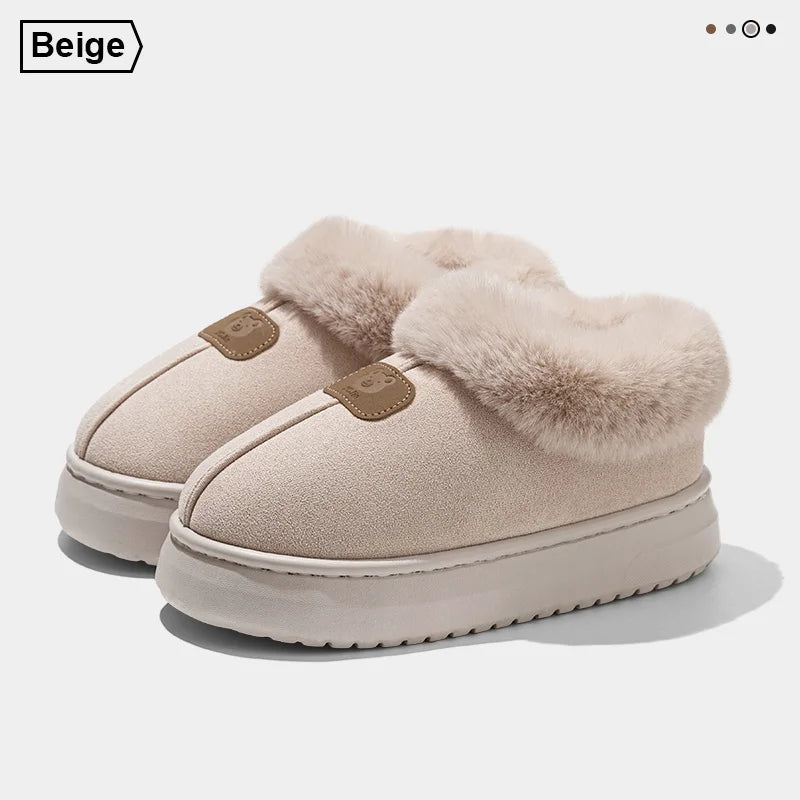 Lined Winter Slippers with High Ankle Warm House Slippers Thick Non-Slip Sole Unisex Indoor Outdoor | Sansoti