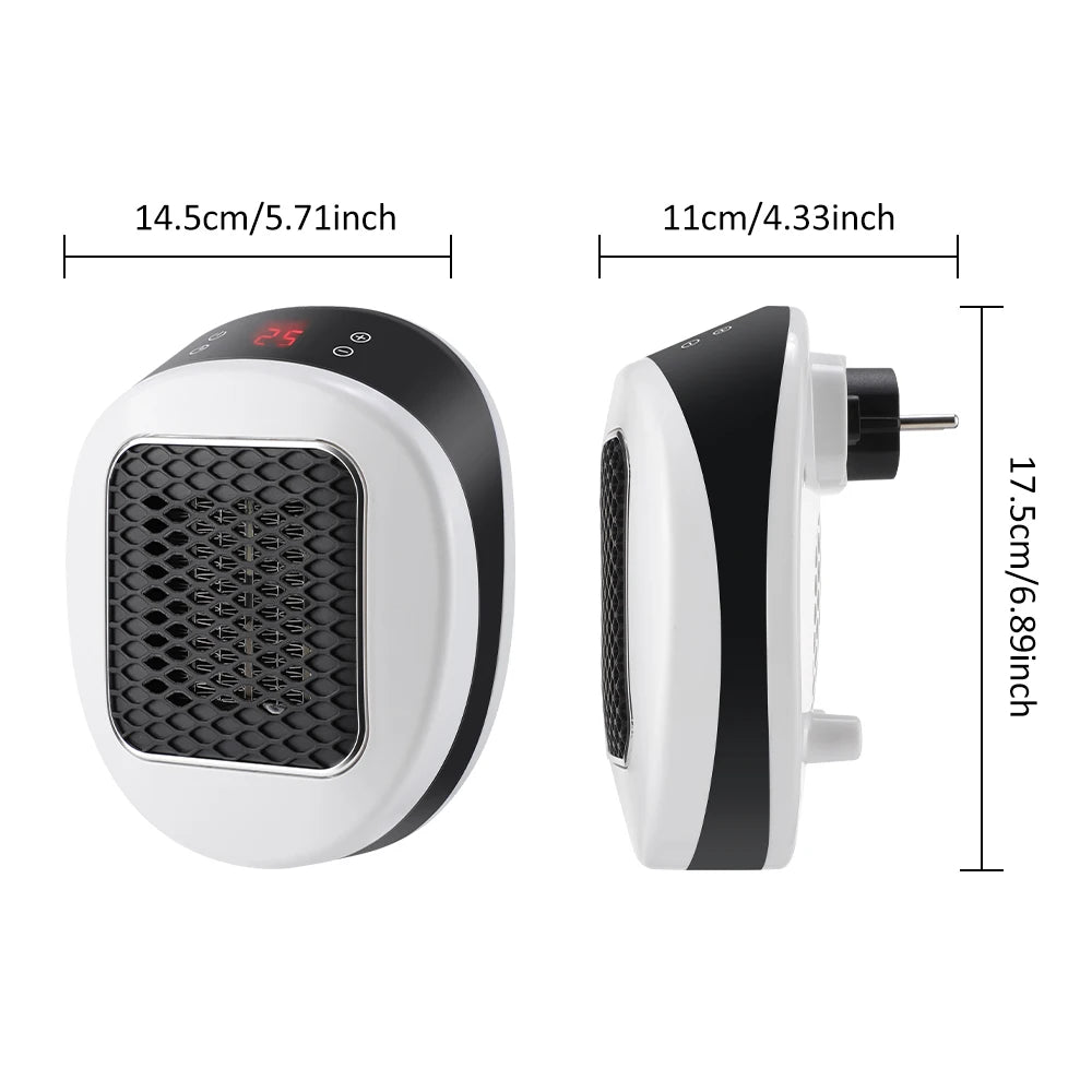 Compact Plug-in Heater 600W with Remote Control, Timer and LED Display for Bedroom and Office | Sansoti