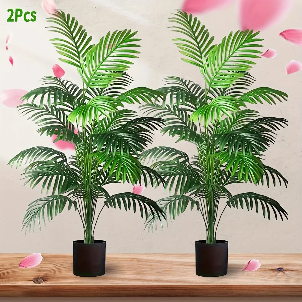Kunstplant Areca Palm 90cm 24 Bladeren Buiten Binnen Woonkamer Slaapkamer Nep Palm Decoratieve Kunstboom Set van 2 | Sansoti