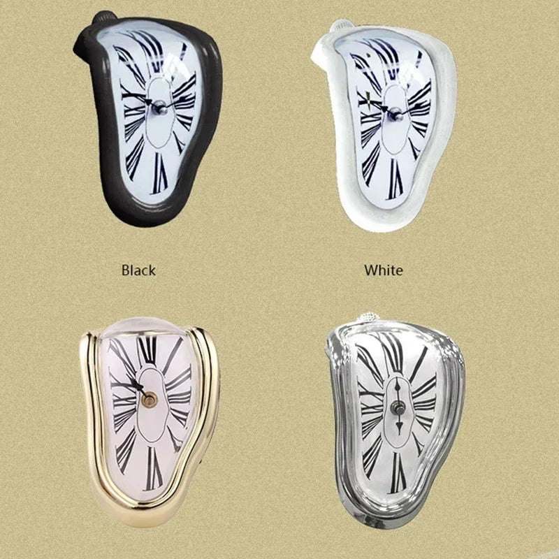 Smeltende Klok Salvador Dali Stijl 18x12x15cm Kunststof Aluminium Surrealistisch Decoratief Uurwerk Plank Tafel Woonkamer Cadeau | Sansoti