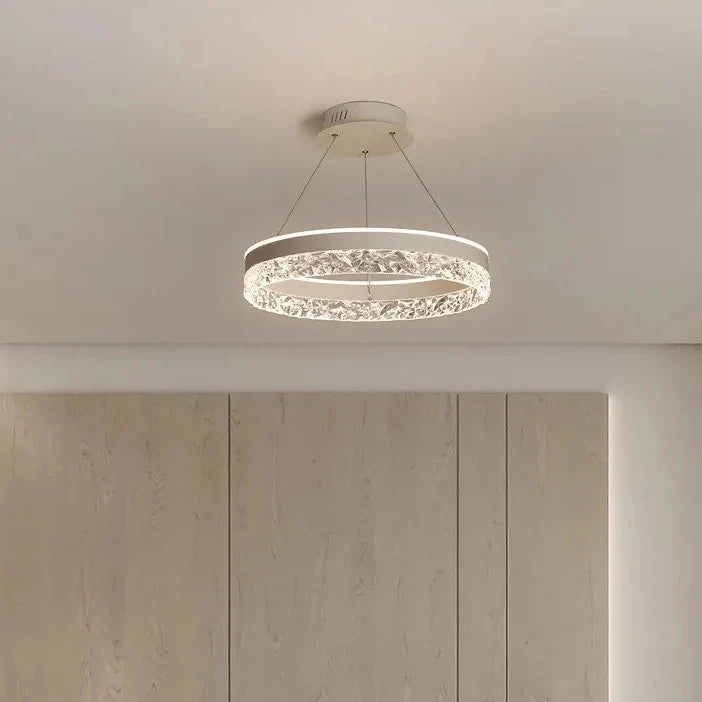 Lustre LED rond avec incrustations en cristal, à intensité variable et réglable, design moderne, éclairage de plafond pour salon | Sansoti