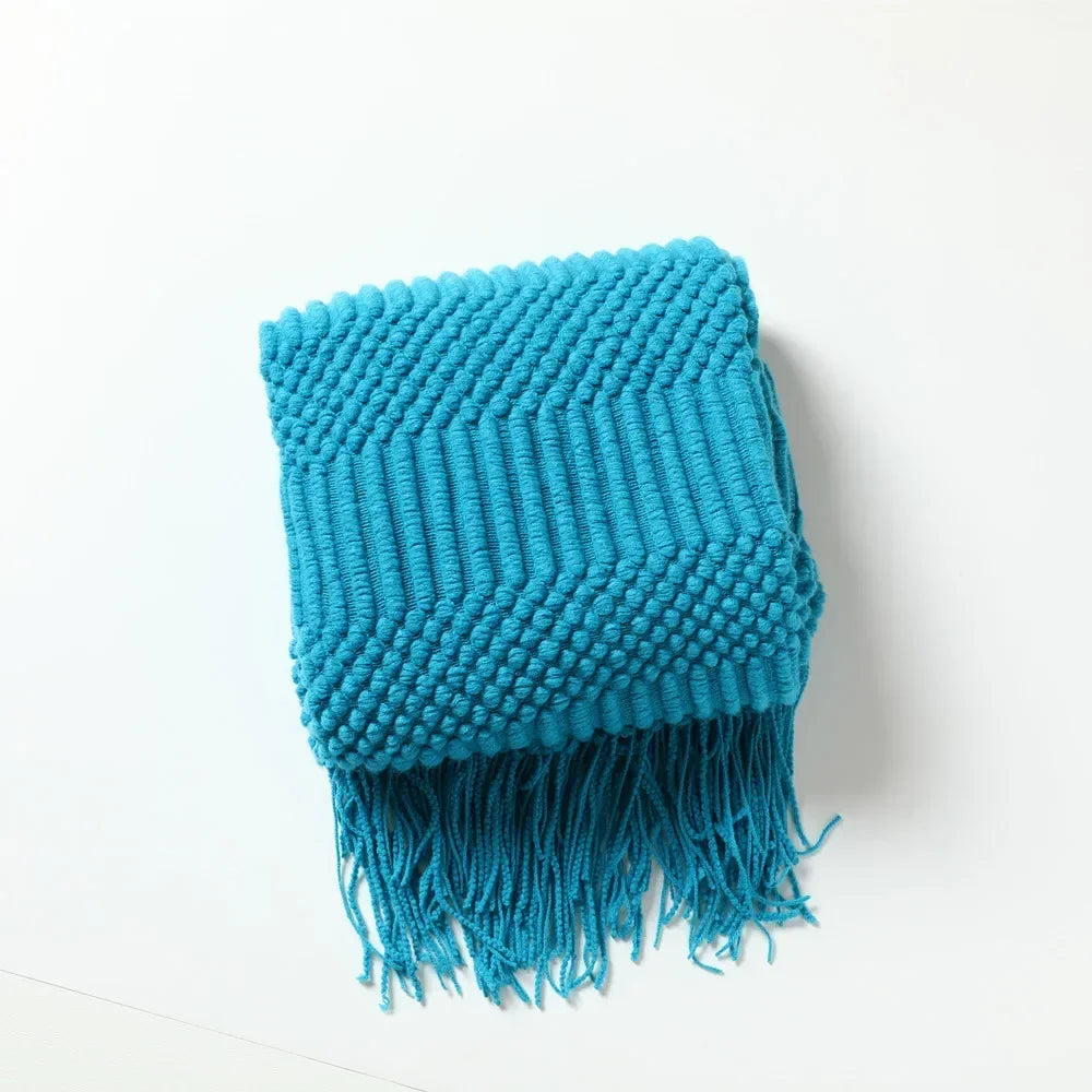 Gestrickte Decke aus Acryl, weich und warm, mit skandinavischem Muster, Sofadecke für Schlafzimmer und Wohnzimmer, dekorative Decke | Sansoti