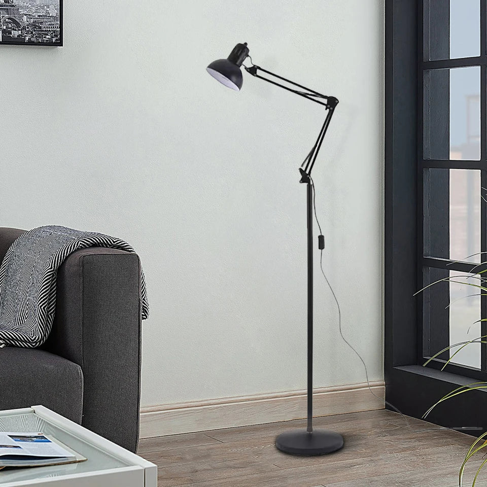 Lampadaire réglable avec lampe RGB Dimmable Lampe de lecture noire avec bras pivotant E27 | Restfield