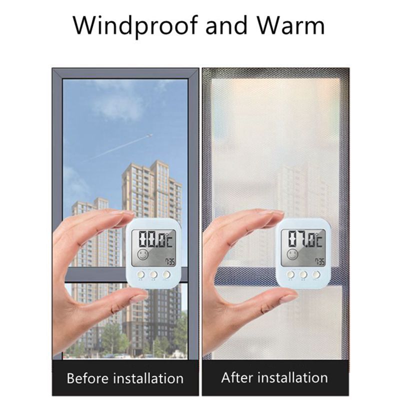 Doppelschichtige Fensterfolie mit selbstklebendem Reißverschluss für optimale Wärmeisolierung, transparent, energiesparend | Sansoti