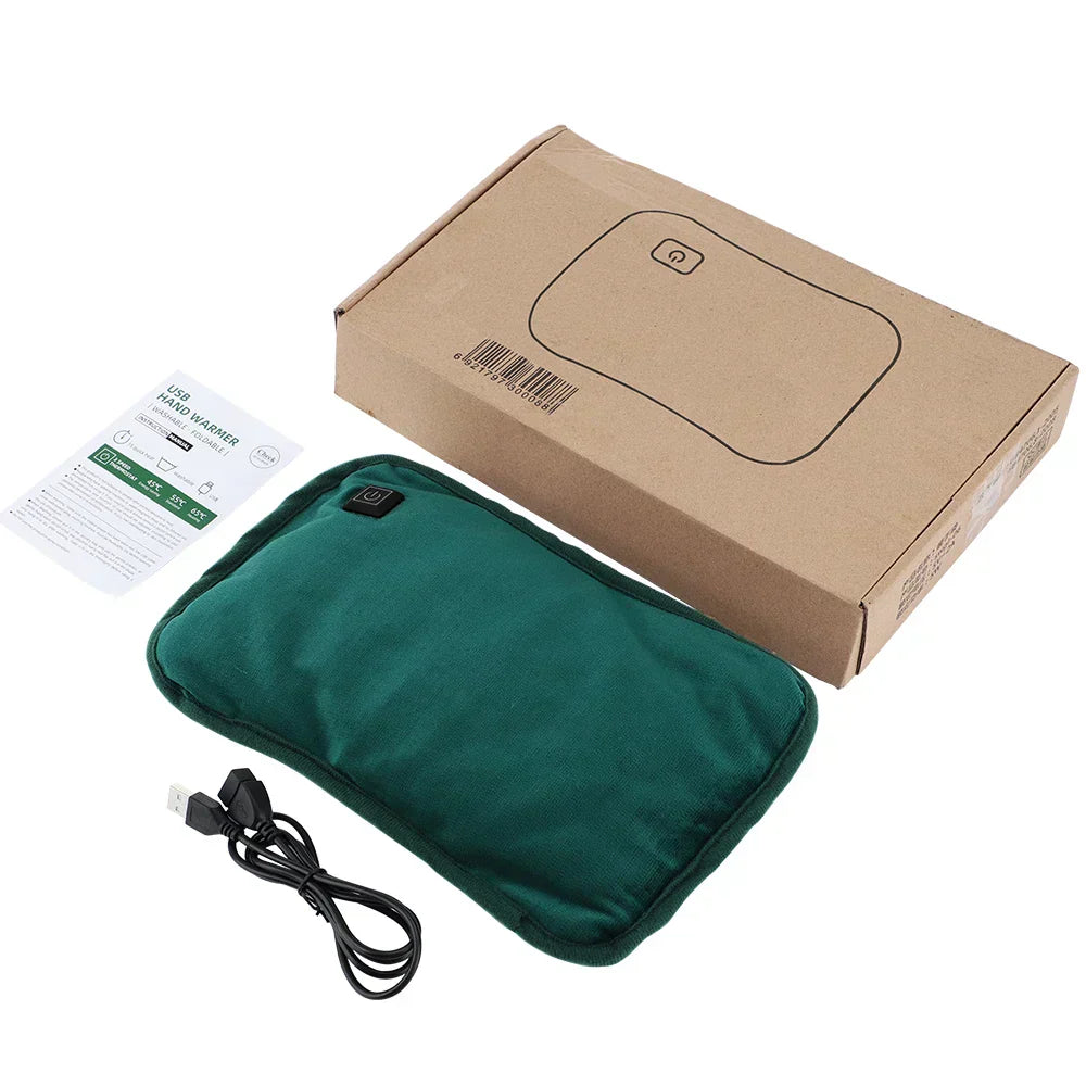 Verwarmbaar USB Kussen 30x20cm Lichtgrijs Groen Handverwarmer Buikkussen Reiskussen | Sansoti