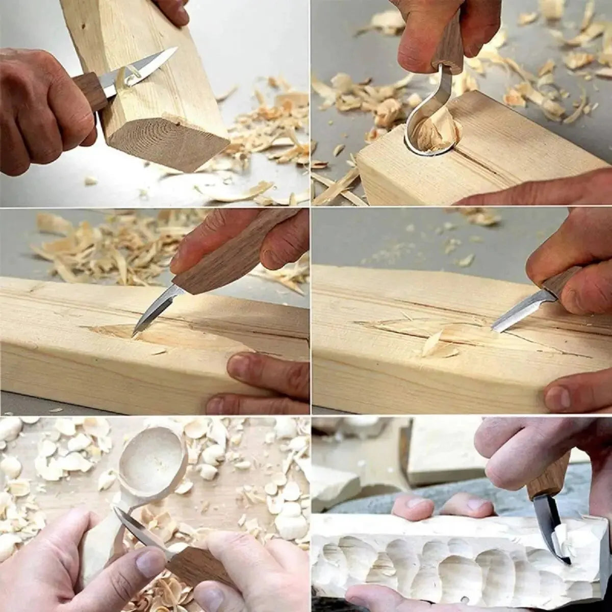Houtsnijset 8-delig met Mesjes en Vijlen voor Lepels Sculpturen en Houtbewerking Beginners Gevorderden | Sansoti