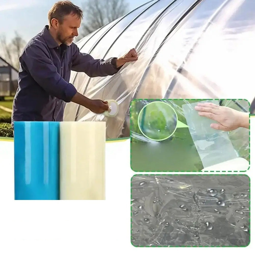 Transparente Schutzfolie und Reparaturband, wasserdicht, 10cm x 50m, zum Schutz von Fenstern, Türen, Möbeln und Gewächshäusern | Sansoti