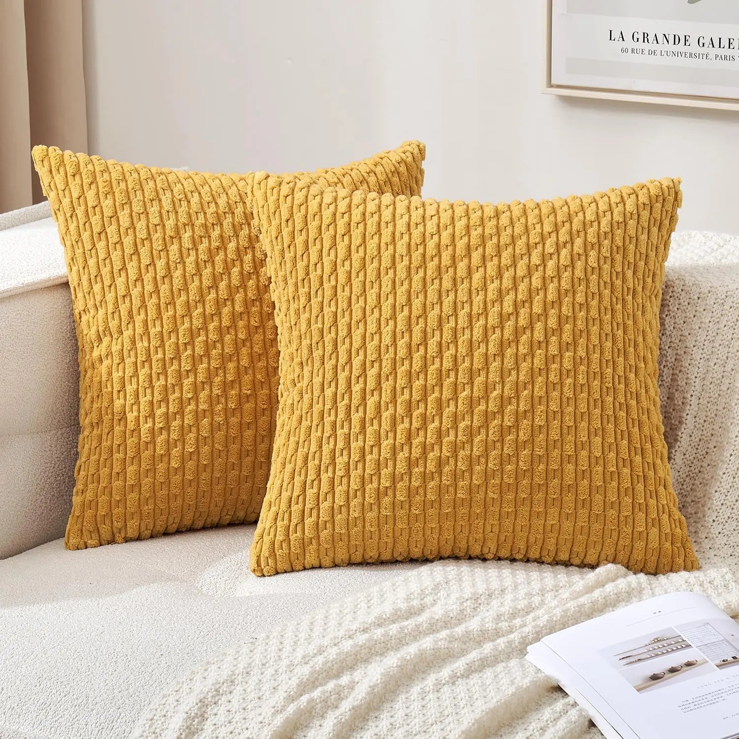 Ribfluwelen Sierkussen Geribbeld 45x45cm Voor Bank En Bed | Sansoti