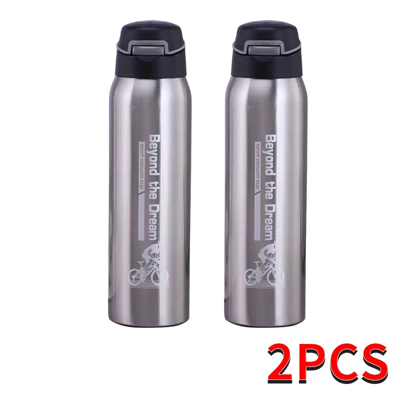 Gourde thermos pour vélo 500ml à double paroi en acier inoxydable, bouchon sport, cordon de transport, isolation et maintien de la température | Sansoti