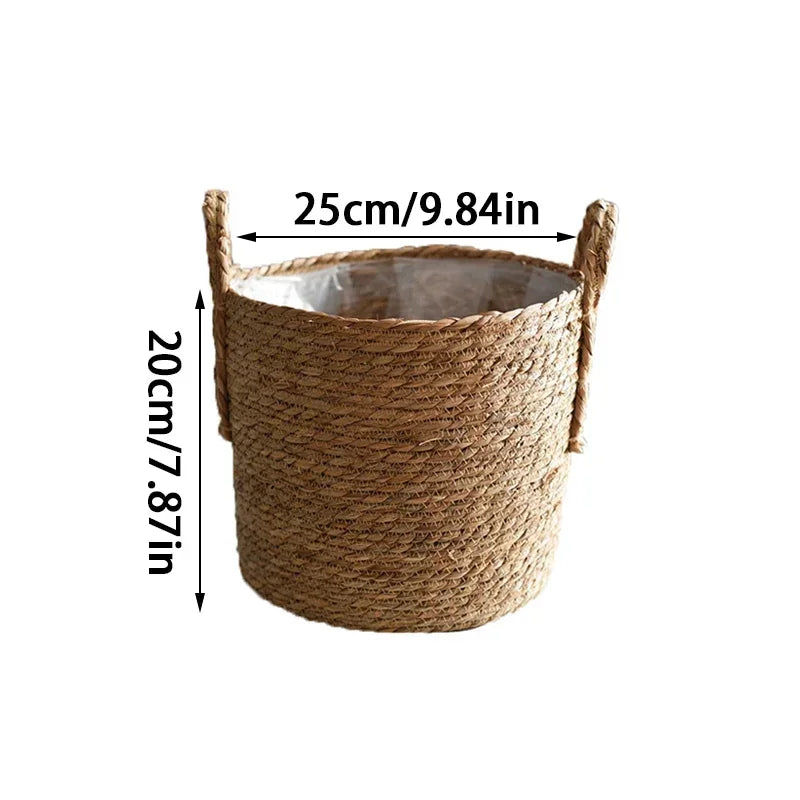Plantenmand Gevlochten Zeegras Naturel S-L Woonkamer Balkon Handgemaakt Bloempot Mand Rotan Binnen Boho Decoratie | Sansoti