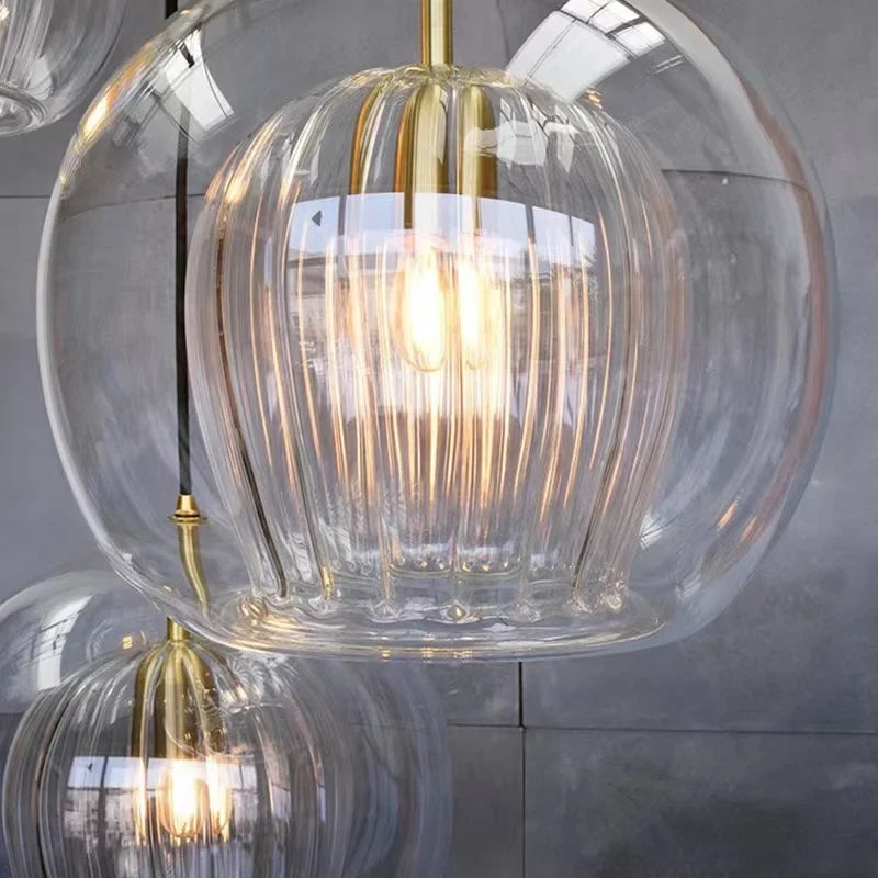 Glazen Hanglamp Bol met Metalen Frame – Modern Design Verlichting voor Eetkamer Slaapkamer en Woonkamer | Sansoti