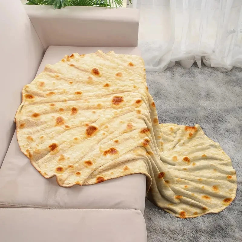 Ronde Flanellen Deken Tortilla Print Geel 150cm Zacht Warm Plaid Picknick Reizen Thuis Bank Bed Woonkamer | Sansoti