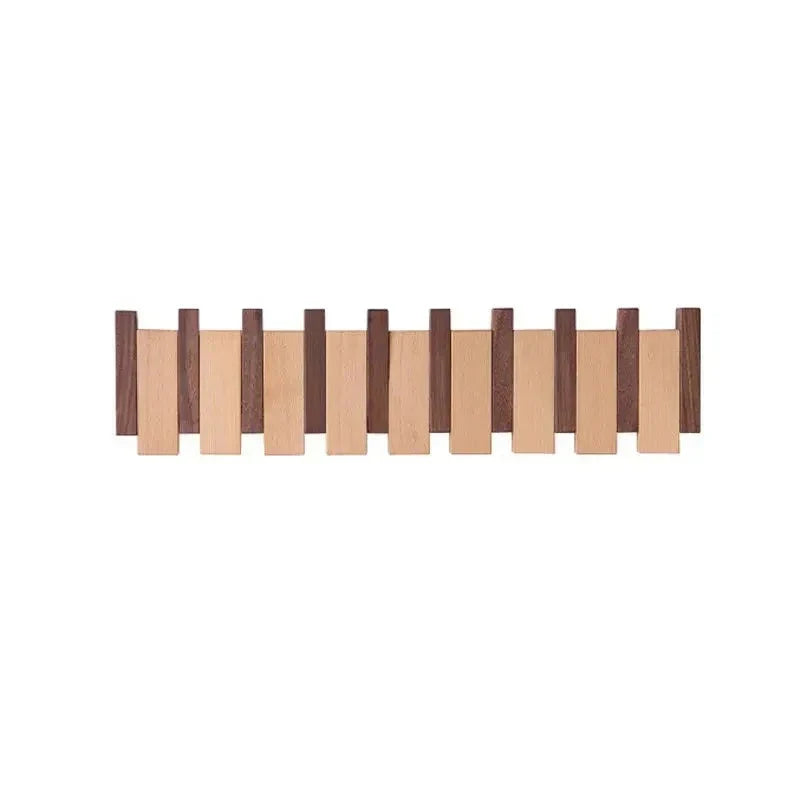 Magnetische Wandkapstok Beuken & Walnoot – Inklapbare Haken Duurzaam FSC-Hout Smal Design Hal Entree Slaapkamer Scandinavisch | Sansoti