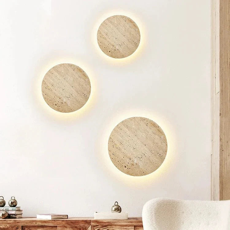 Wandlamp Travertin Rond LED Modern Natuursteen Ø23 Ø30 | Sansoti