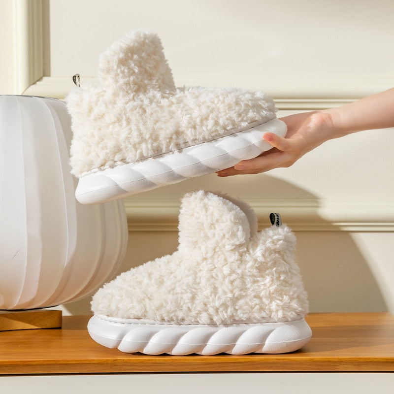 Pantoufles douces pour femmes avec mousse à mémoire de forme, antidérapantes, chaussures d'intérieur d'hiver à doublure en peluche, confortables | Sansoti