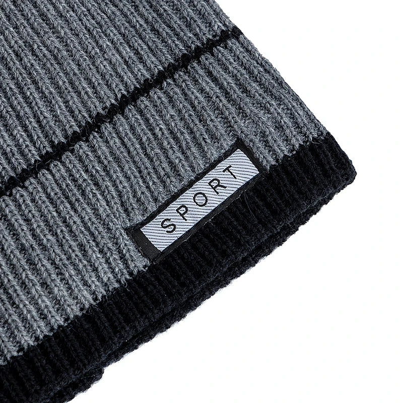 Knitted Unisex Winter Hat with Soft Lining, Striped Pattern, Warm and Comfortable for Women and Men, Outdoor | Sansoti