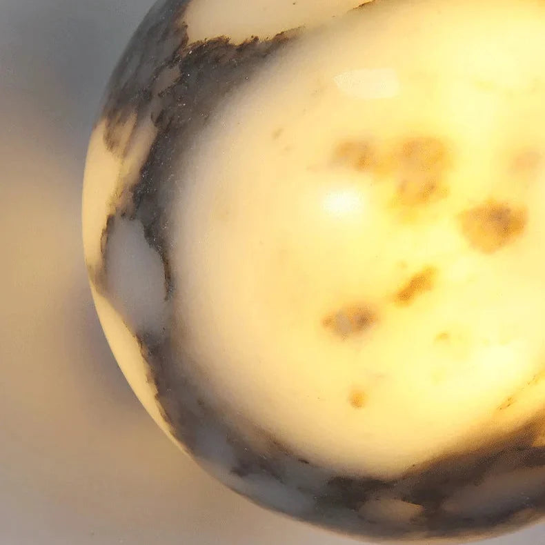 Wandleuchte Kugel Marmor Naturstein E14 Warmweißes Licht Schlafzimmer Esszimmer Flur Wandbeleuchtung Interieur | Sansoti