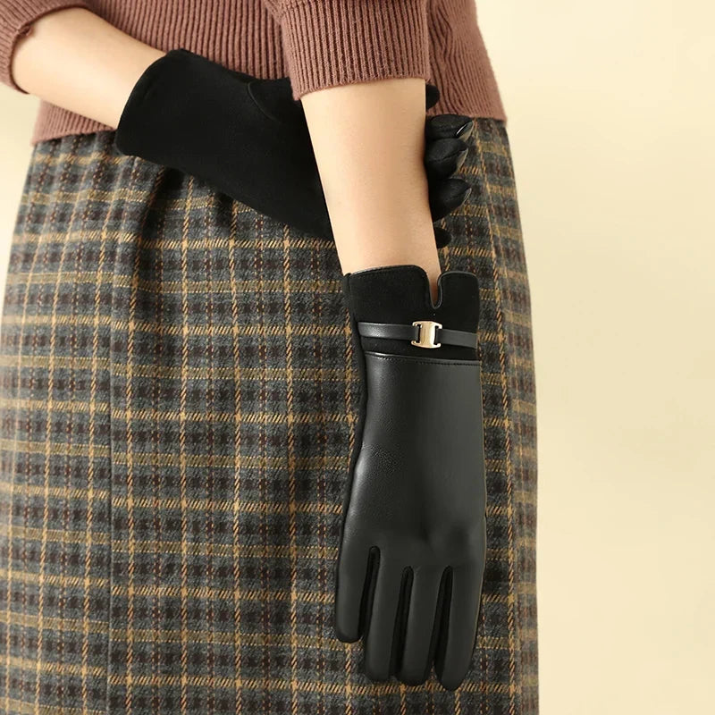 Touchscreen-Winterhandschuhe Damen Fleece-Futter Wasserdicht Fahrradhandschuhe Warme Sporthandschuhe | Sansoti