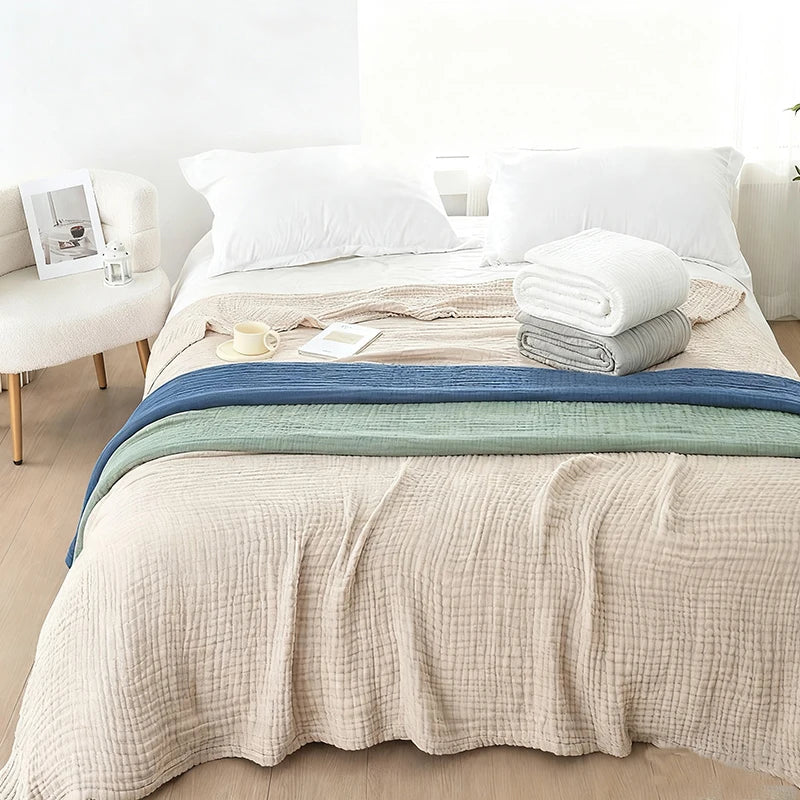 Gauze Blanket 100% Cotton Six-Layer Woven Blanket Breathable Lightweight Summer Blanket Bed Sofa Throw for Adults | Sansoti