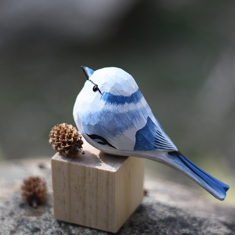 Handgesneden Houten Vogelfiguurtje Scandinavische Stijl Roodborstje Decoratie | Sansoti
