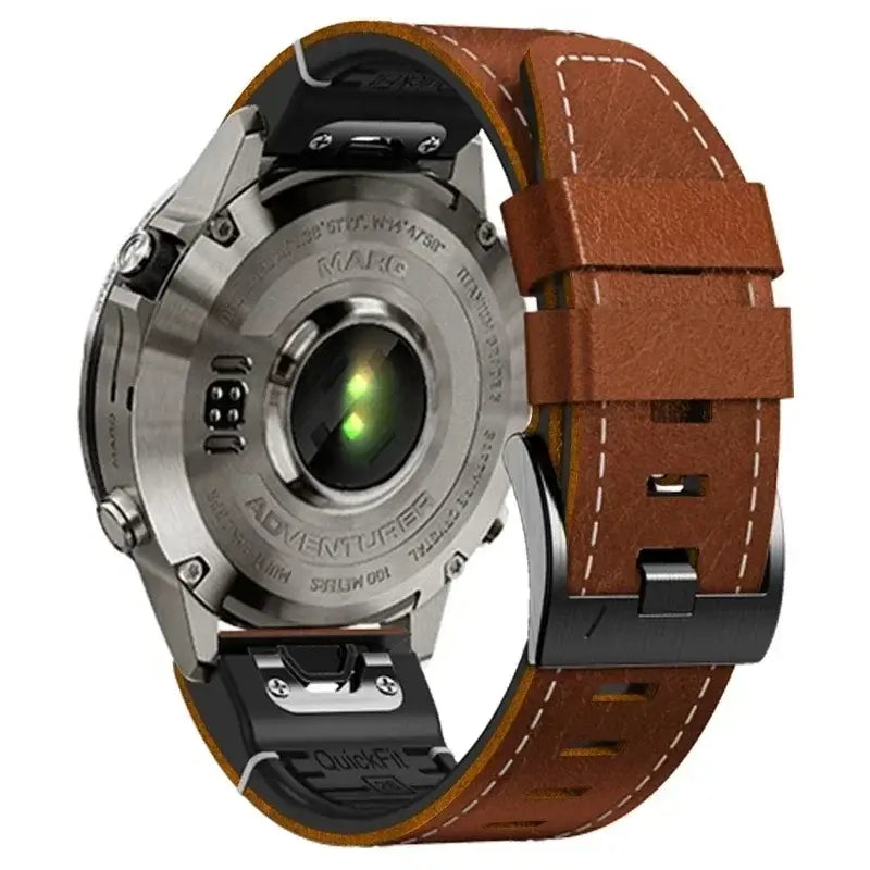 Smartwatch-Armband aus Leder-Silikon-Mix, 22 mm, 26 mm, wasserdicht, QuickFit, Uhrenarmband für Sport und den täglichen Gebrauch | Sansoti