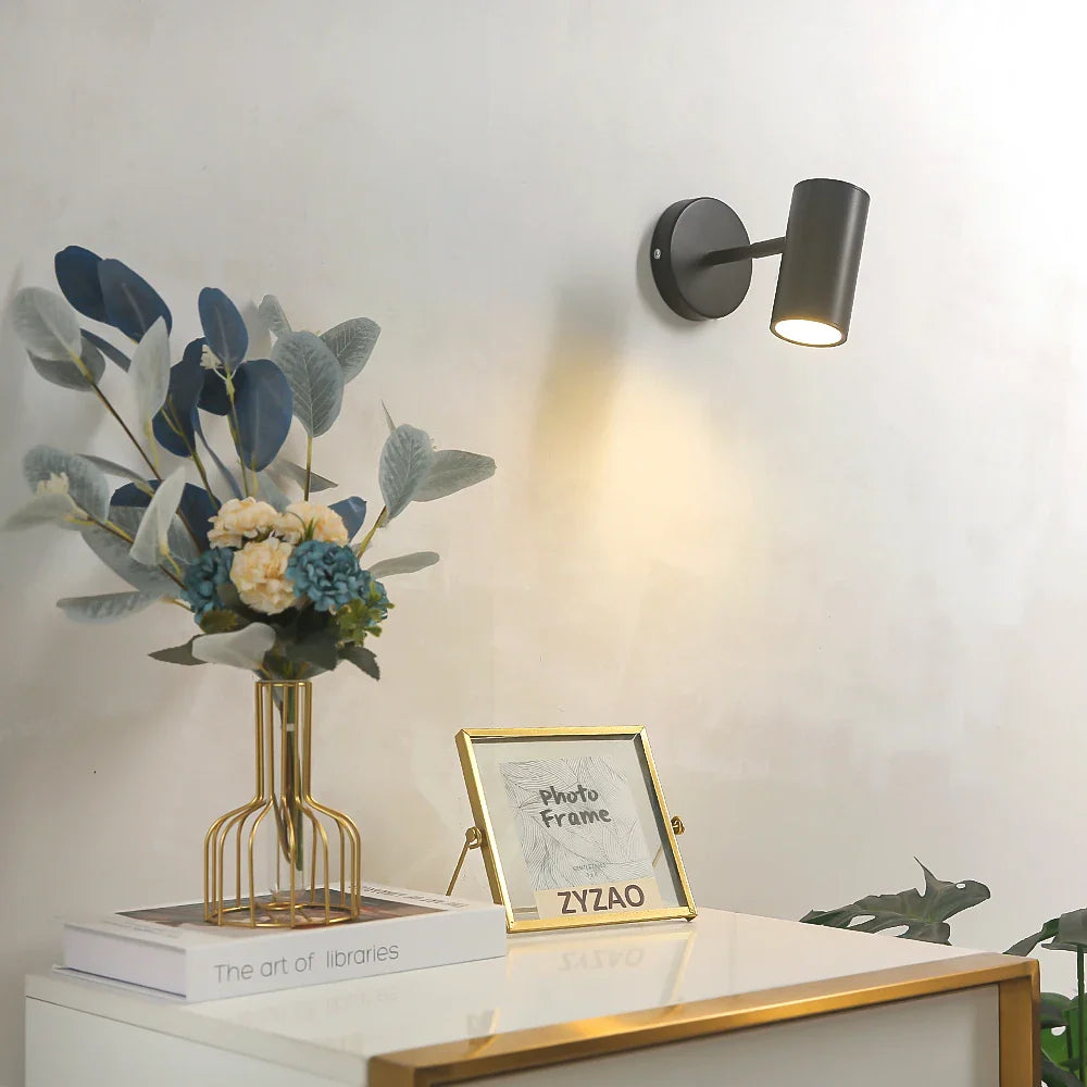 Spot mural LED orientable métal noir or intégré Chambre Salon Lampe de lecture Éclairage d'accent Moderne minimaliste | Restfield