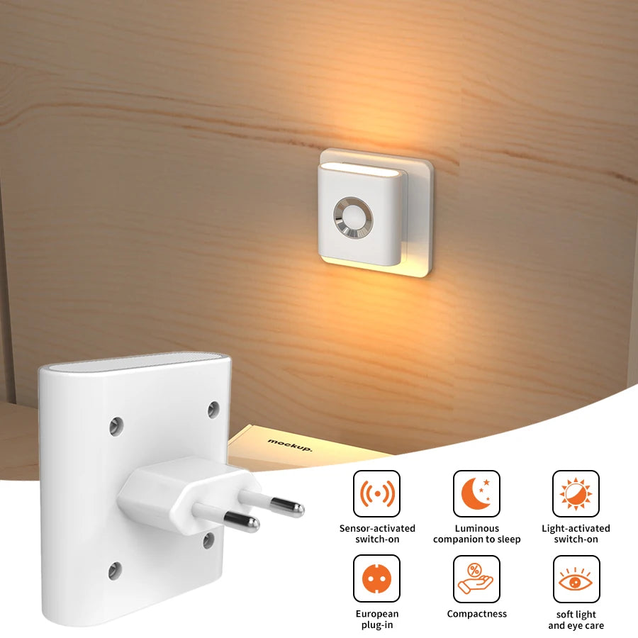 LED Wandlamp Stopcontact Bewegingssensor 5.8G Radar Warm Wit Slaapkamer Gang Toilet Nachtlamp Automatisch Sensor Nachtlicht Plug-in | Sansoti