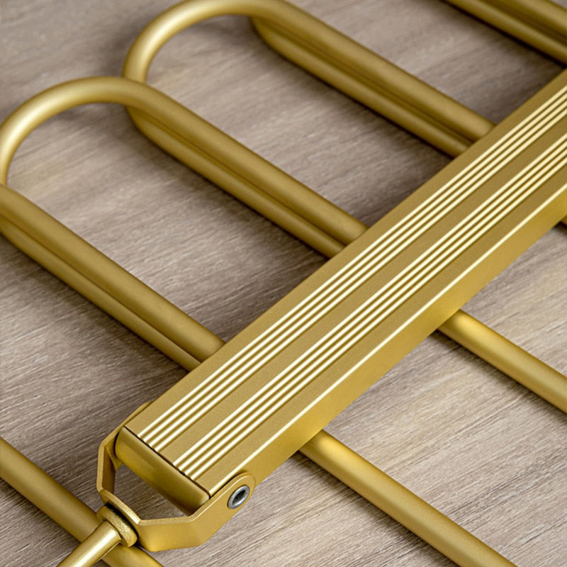 Broekhanger aluminium 6 broeken goud ruimtebesparend kledinghanger kast organizer draaibare hanger anti slip broekhouder | Sansoti