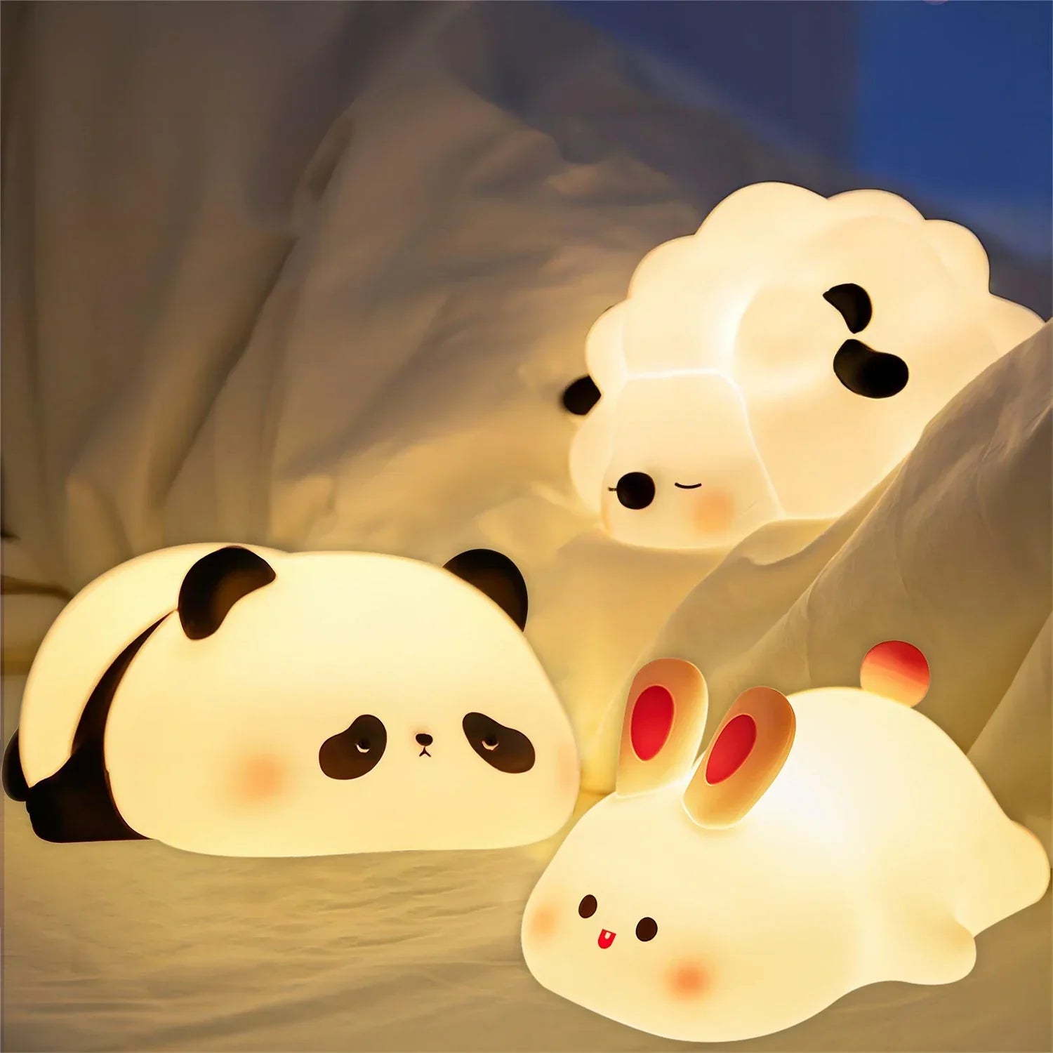 Nachtlampje Dieren LED Nachtverlichting Zacht Siliconen USB Oplaadbaar Timer Sfeerverlichting Kinderkamer | Sansoti