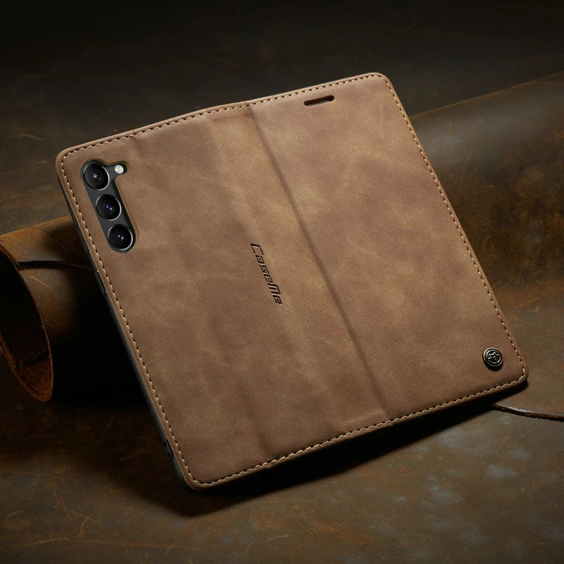 Geldbörsen-Handyhülle aus magnetischem Leder mit Kartenfach, faltbarem Schutz, Standfunktion und stilvollem Design | Sansoti