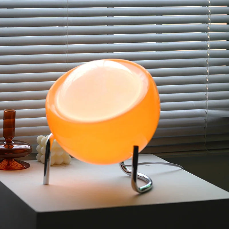Glaskugel-Tischlampe LED Orange Retro Schlafzimmer Wohnzimmer Nachttischlampe Schreibtischlampe Bauhaus Nordic Stimmungslicht Dekorativ | Restfield