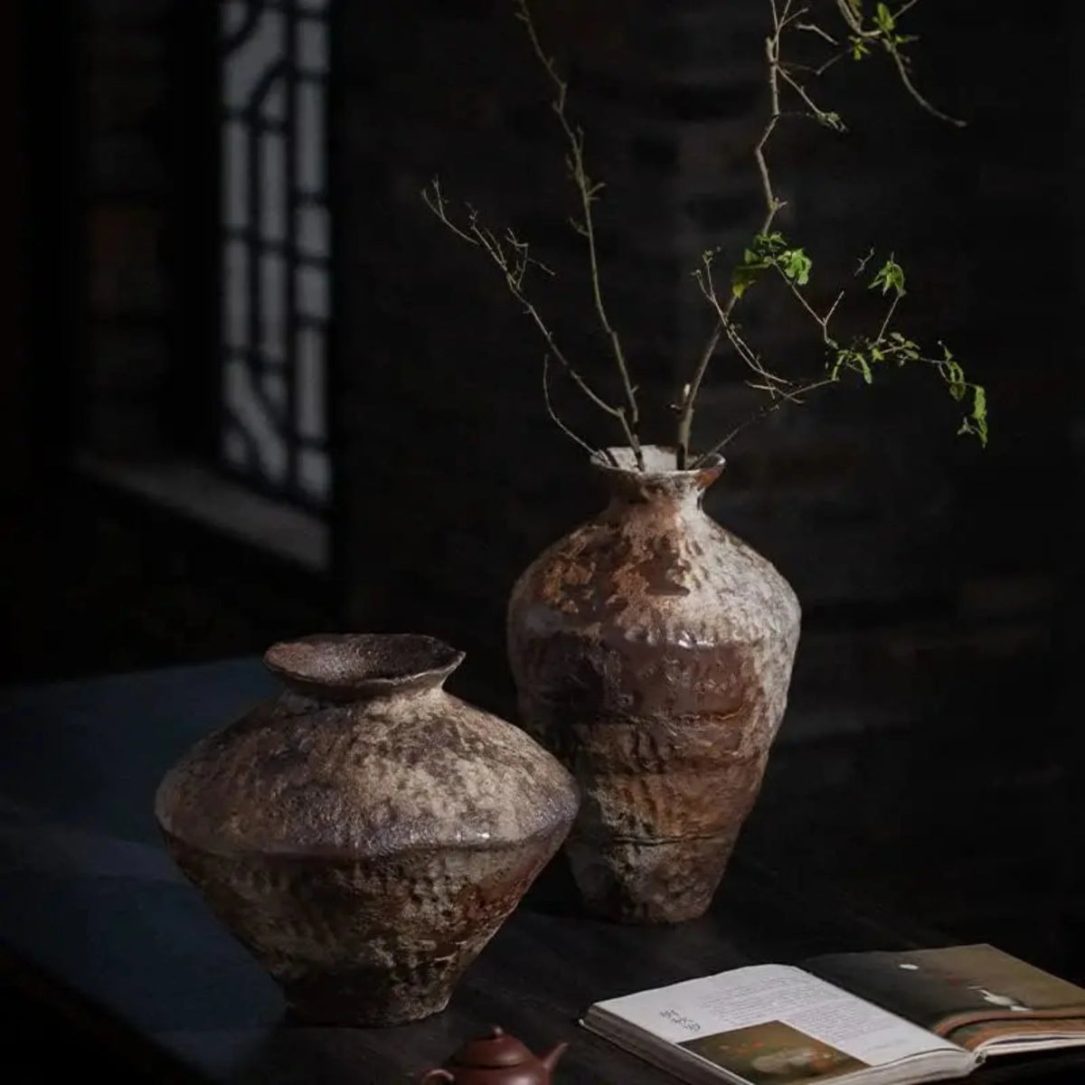 Rustic Handmade Ceramic Vase Vintage Country Style Decoration Natural Texture Living Room | Sansoti