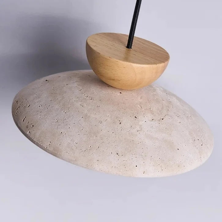 Hanglamp Travertin Hout Glas Ø25cm Dimbaar Verstelbaar Snoer Eettafel Woonkamer Sfeerverlichting Modern | Sansoti