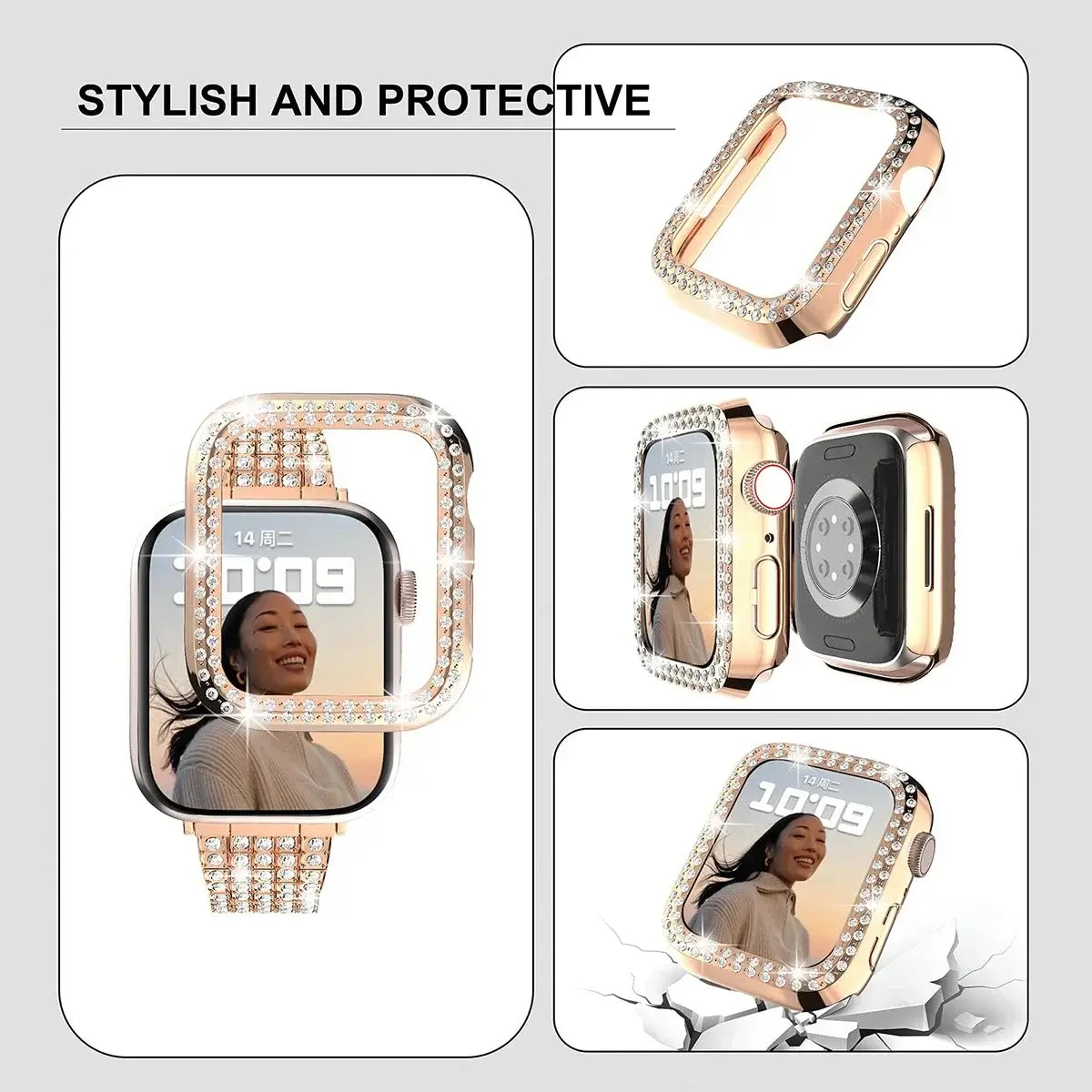 Bracelet de smartwatch orné de cristaux en acier inoxydable, réglable, bracelet de montre luxueux, accessoire scintillant remarquable | Sansoti