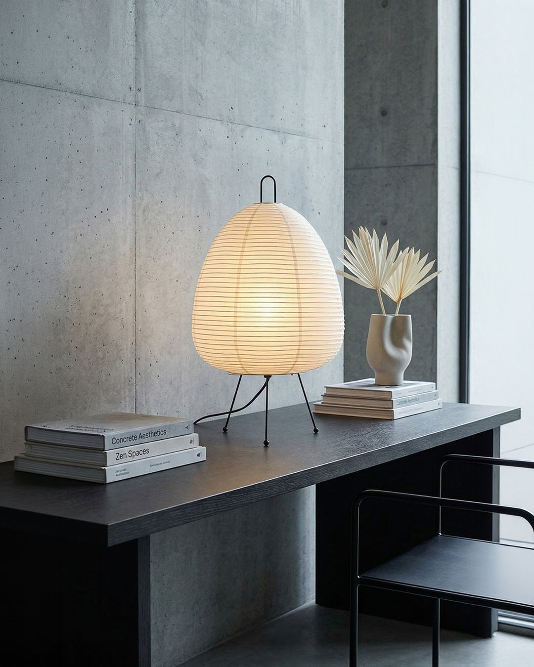 Japanse Tafellamp Sakura met Rijstpapier & Driepoot – Minimalistisch Design Warm Wit Licht – Ø28cm H48cm | Sansoti
