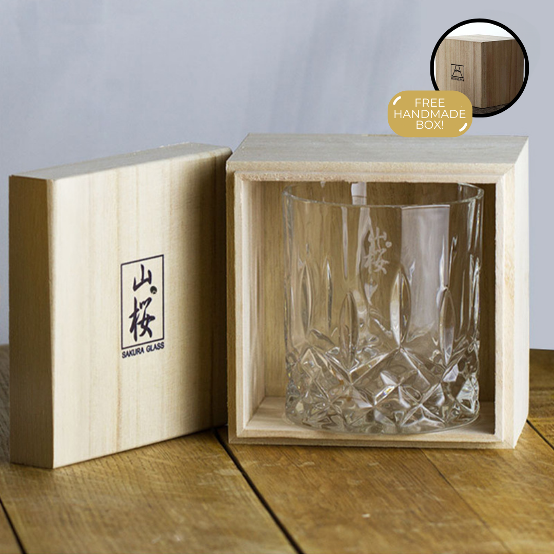 Japans Whiskyglas met Kersenbloesem Reliëf 320ml Hittebestendig Glas voor Whisky Cocktails Cognac Premium Drinkglas Traditioneel Handwerk Stijlvol Cadeau | Sansoti