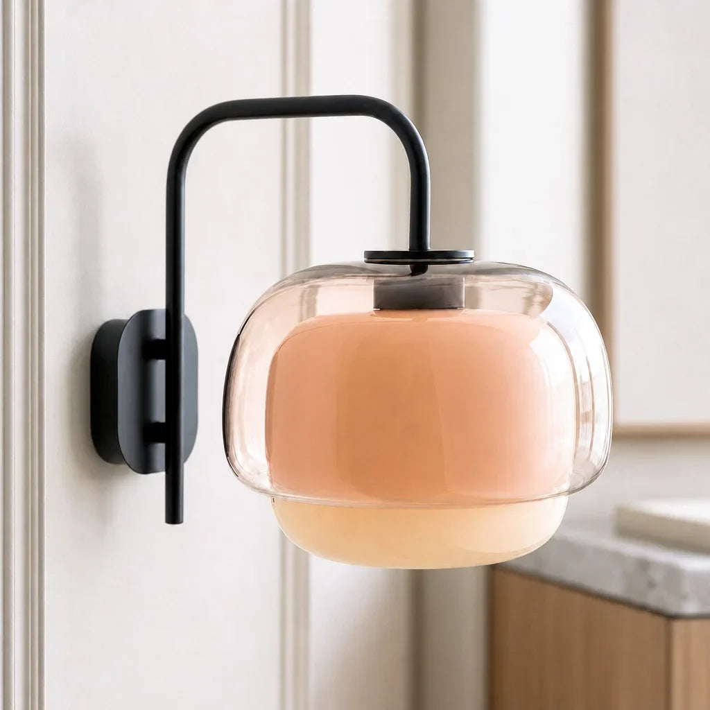 Gekleurde Glazen Wandlamp met Ronde Kap – Groen, Roze, Oranje – Moderne LED Verlichting | Sansoti