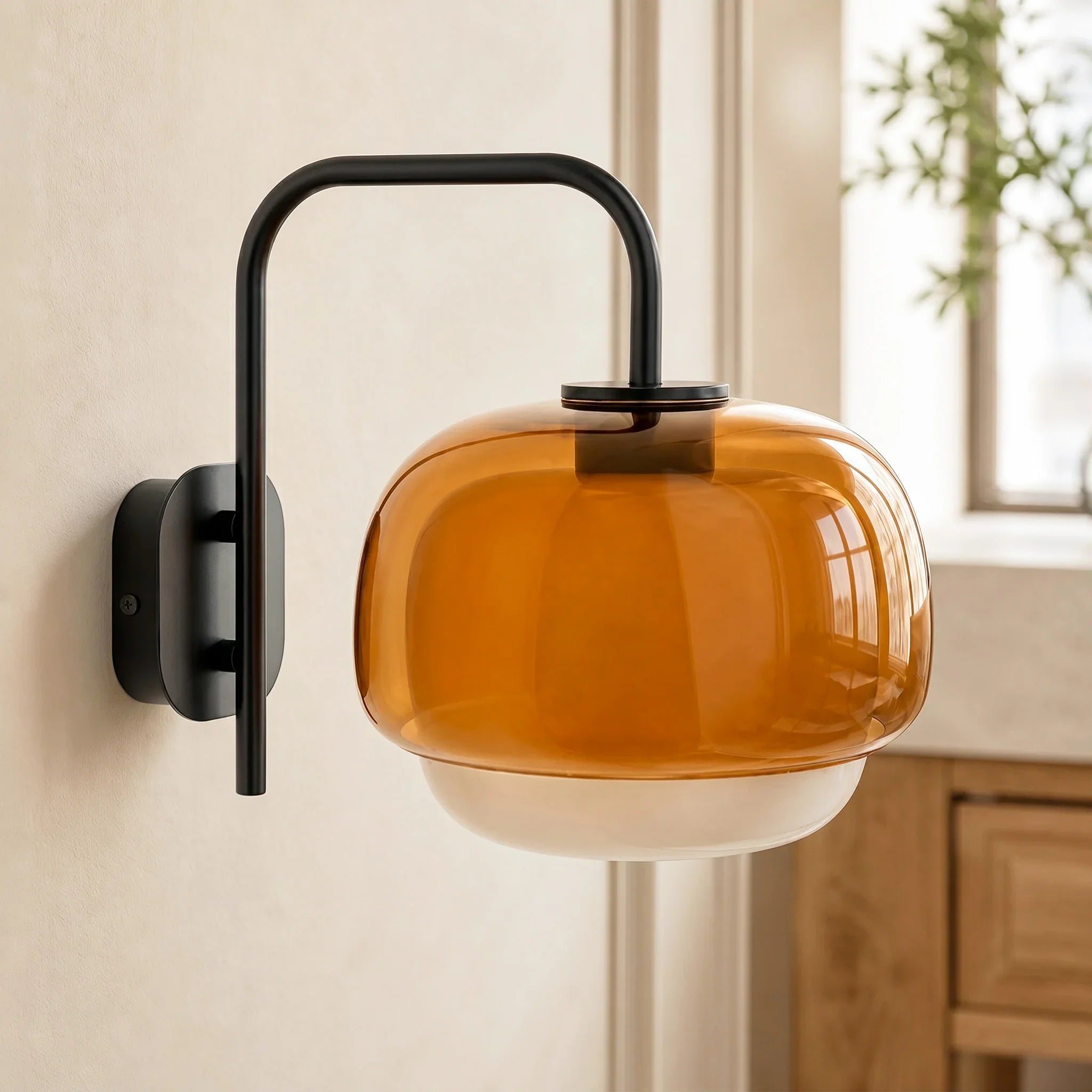 Gekleurde Glazen Wandlamp met Ronde Kap – Groen, Roze, Oranje – Moderne LED Verlichting | Sansoti