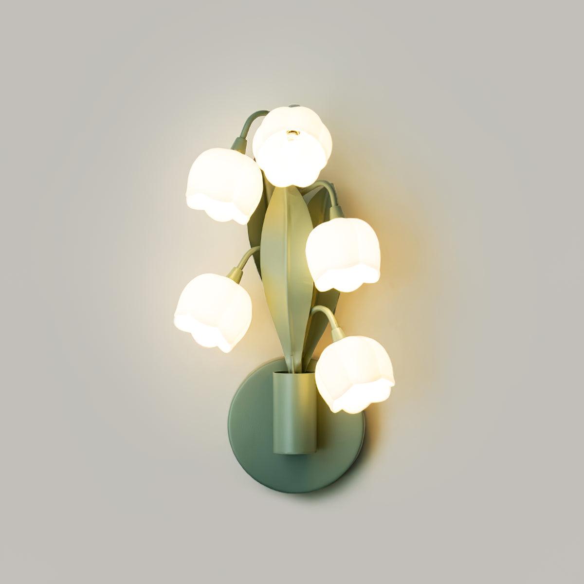 Botanical Wall Lamp Orchid Green Leaf Pattern Bedroom Hallway LED G4 Fitting Natural Ambient Lighting | Sansoti