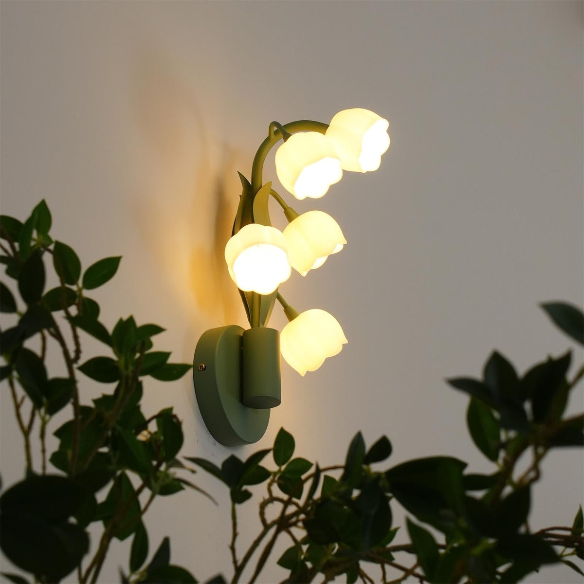 Botanical Wall Lamp Orchid Green Leaf Pattern Bedroom Hallway LED G4 Fitting Natural Ambient Lighting | Sansoti