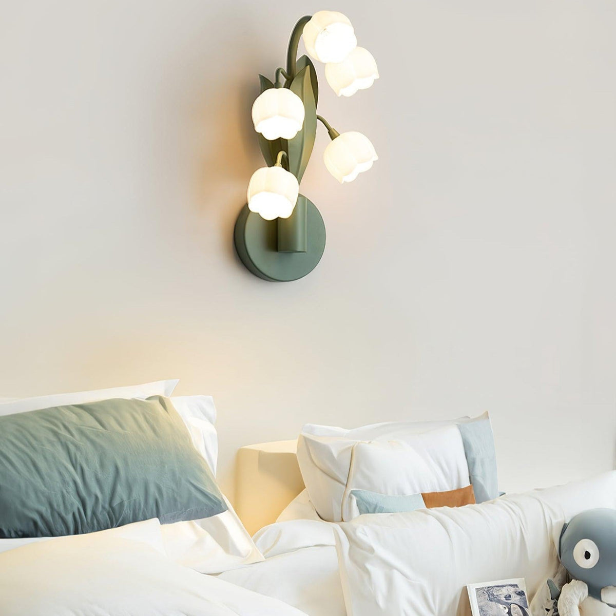 Botanical Wall Lamp Orchid Green Leaf Pattern Bedroom Hallway LED G4 Fitting Natural Ambient Lighting | Sansoti